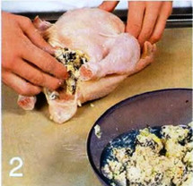Цыпленок, фаршированный творогом и орехами приготовление
